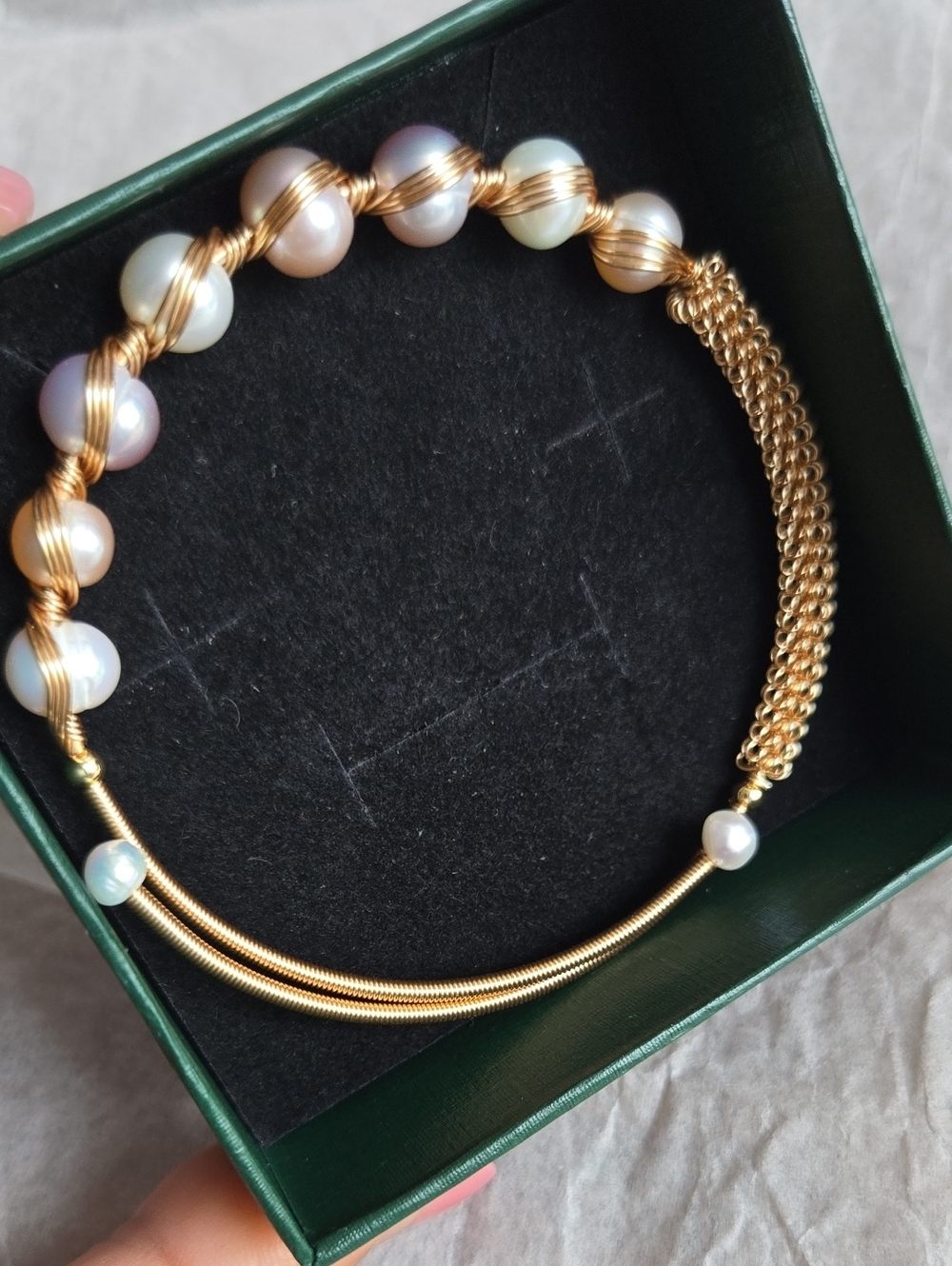 Gold Pearl Twist Bracelet - Women's Jewelry